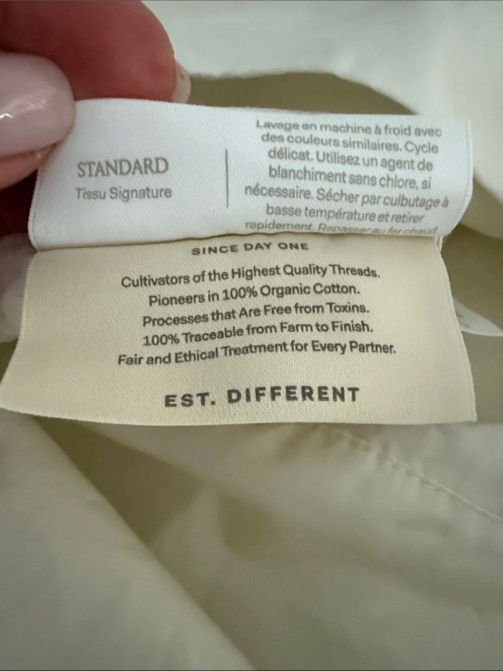 Boll & Branch NWT Signature Cotton Hemmed Pillowcase Set (2)Creme $59 MSRP